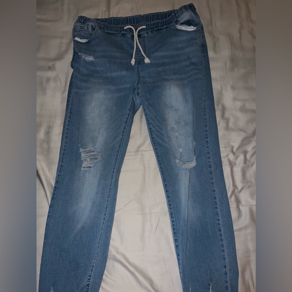 Elastic jeans 2XL, light washed.